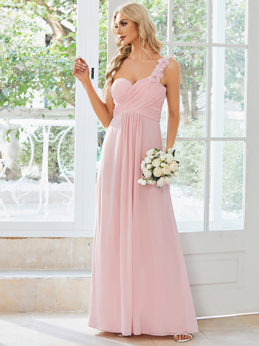 Maxi abito da damigella monospalla in chiffon da donna