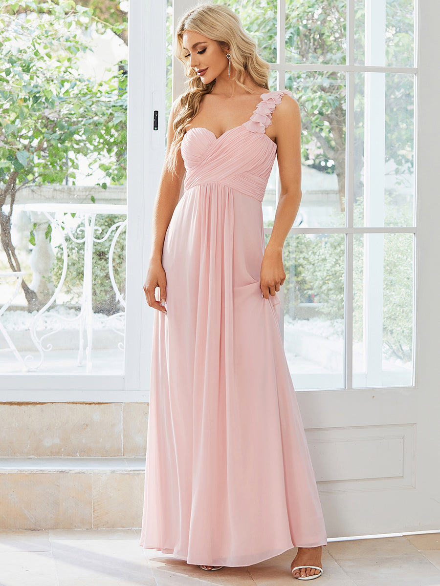 Maxi abito da damigella monospalla in chiffon da donna