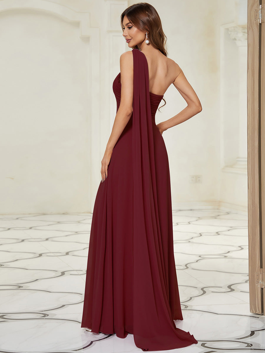 Abiti da sera monospalla eleganti in chiffon maxi per le donne