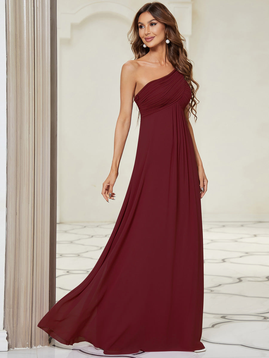 Abiti da sera monospalla eleganti in chiffon maxi per le donne