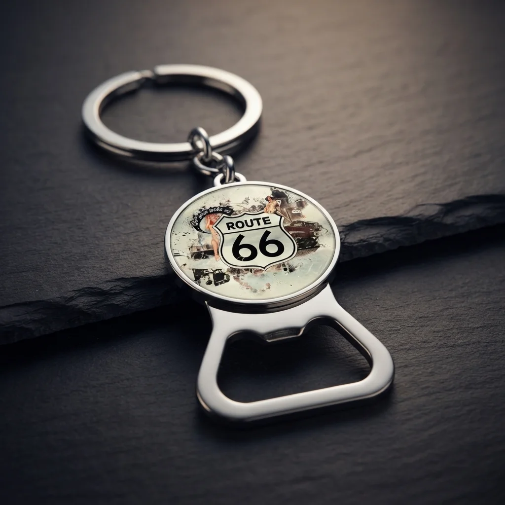 Breloc deschizător – Route 66 (Oțel)