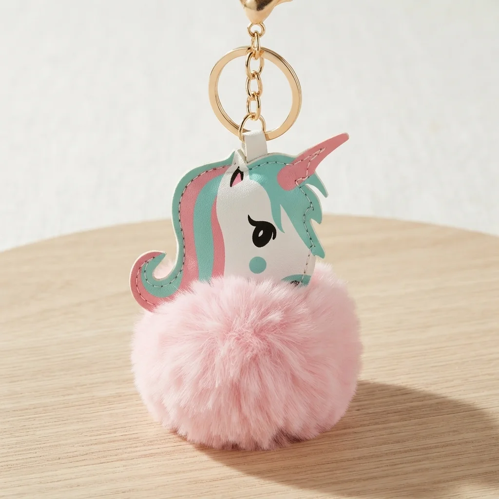 Breloc Pompon Unicorn