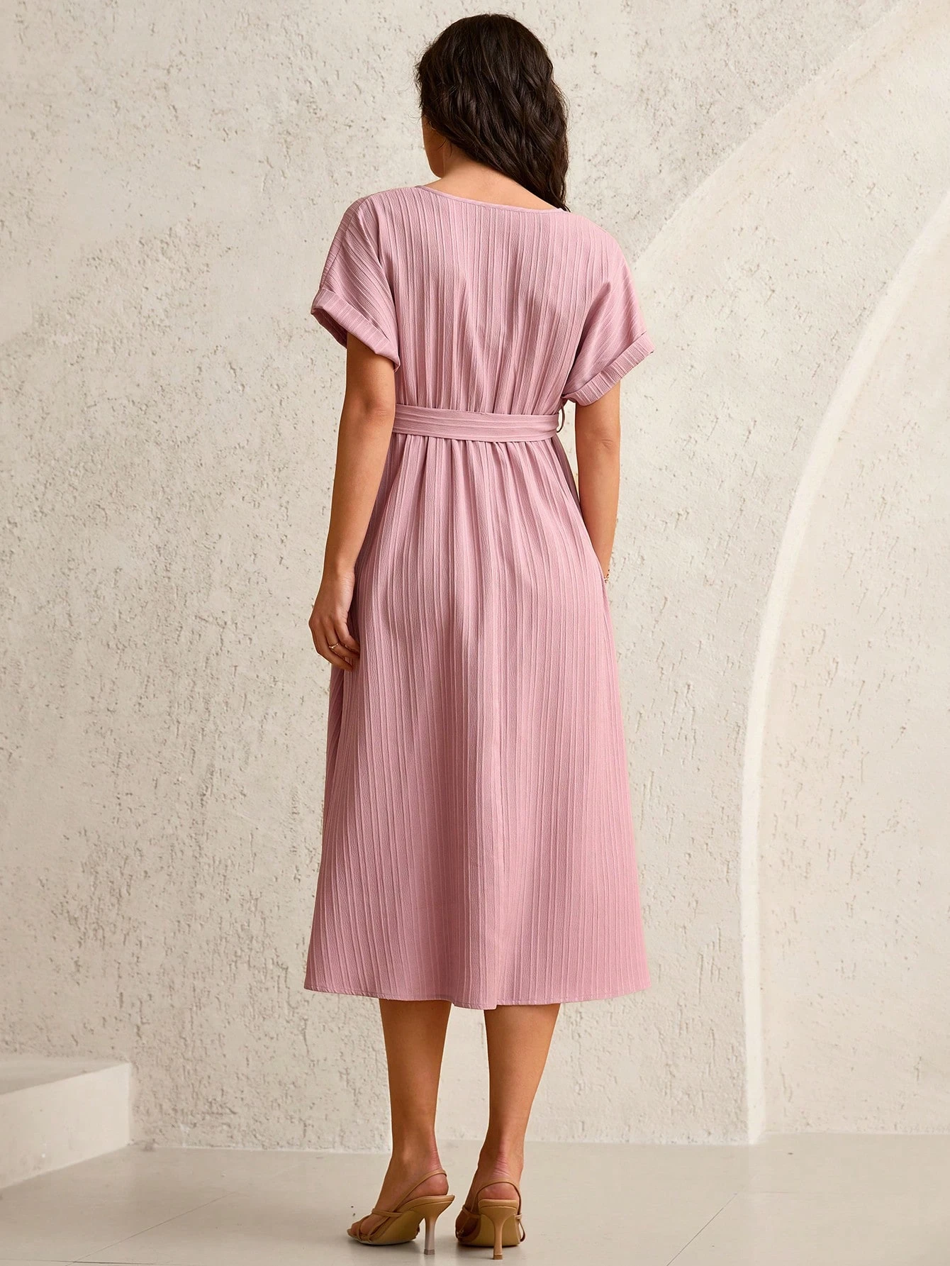 Rochie de maternitate casual de culoare solidă cu mâneci batwing, rochii elegante de vară pentru femei îmbrăcăminte pentru femei rochii de vară rochii de maternitate pentru femei