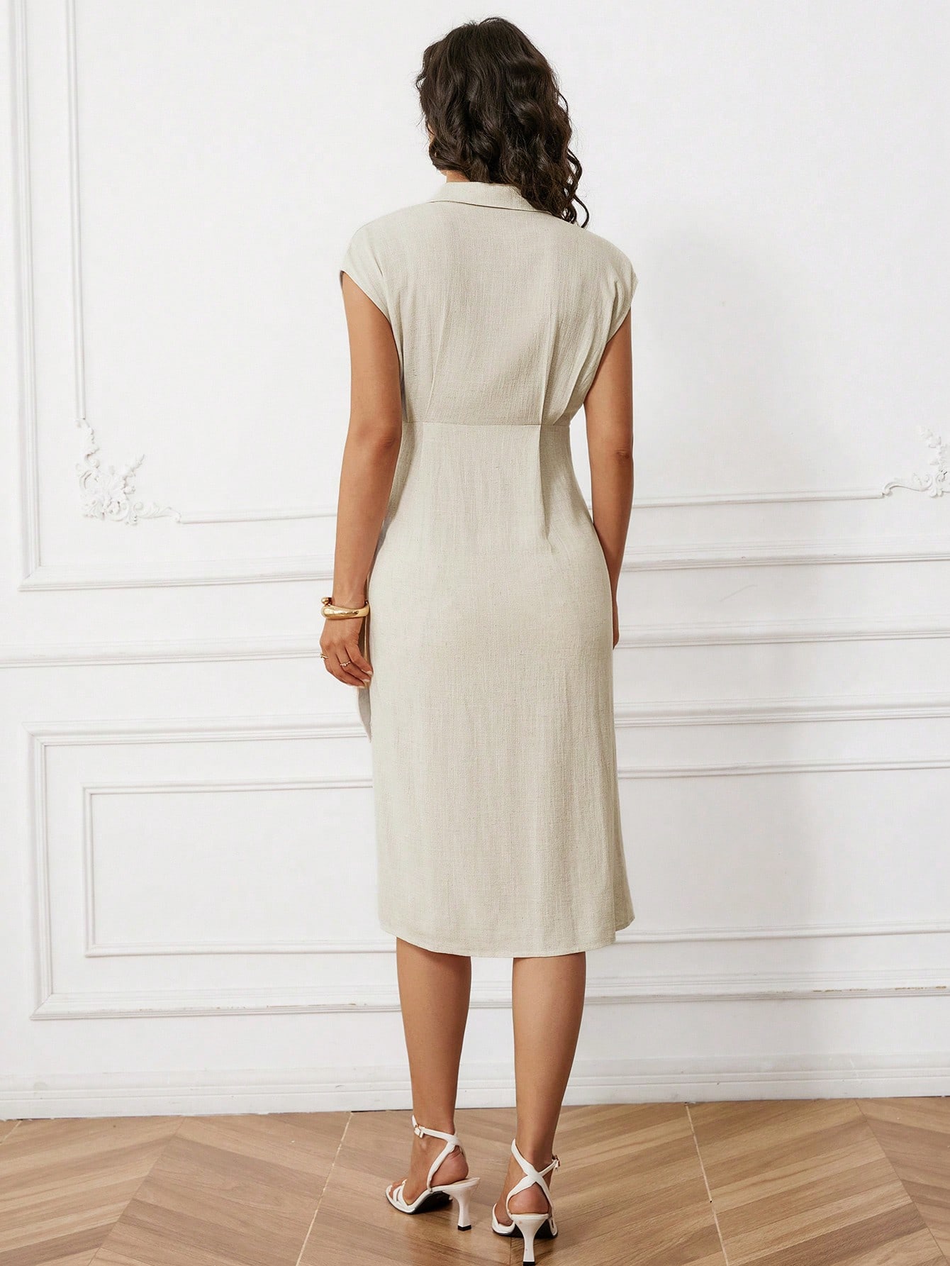 Maternitate vară casual culoare solidă cravată-waist wrap rochie rochii cămașă pentru femei rochie de vară pentru femei birou / muncă