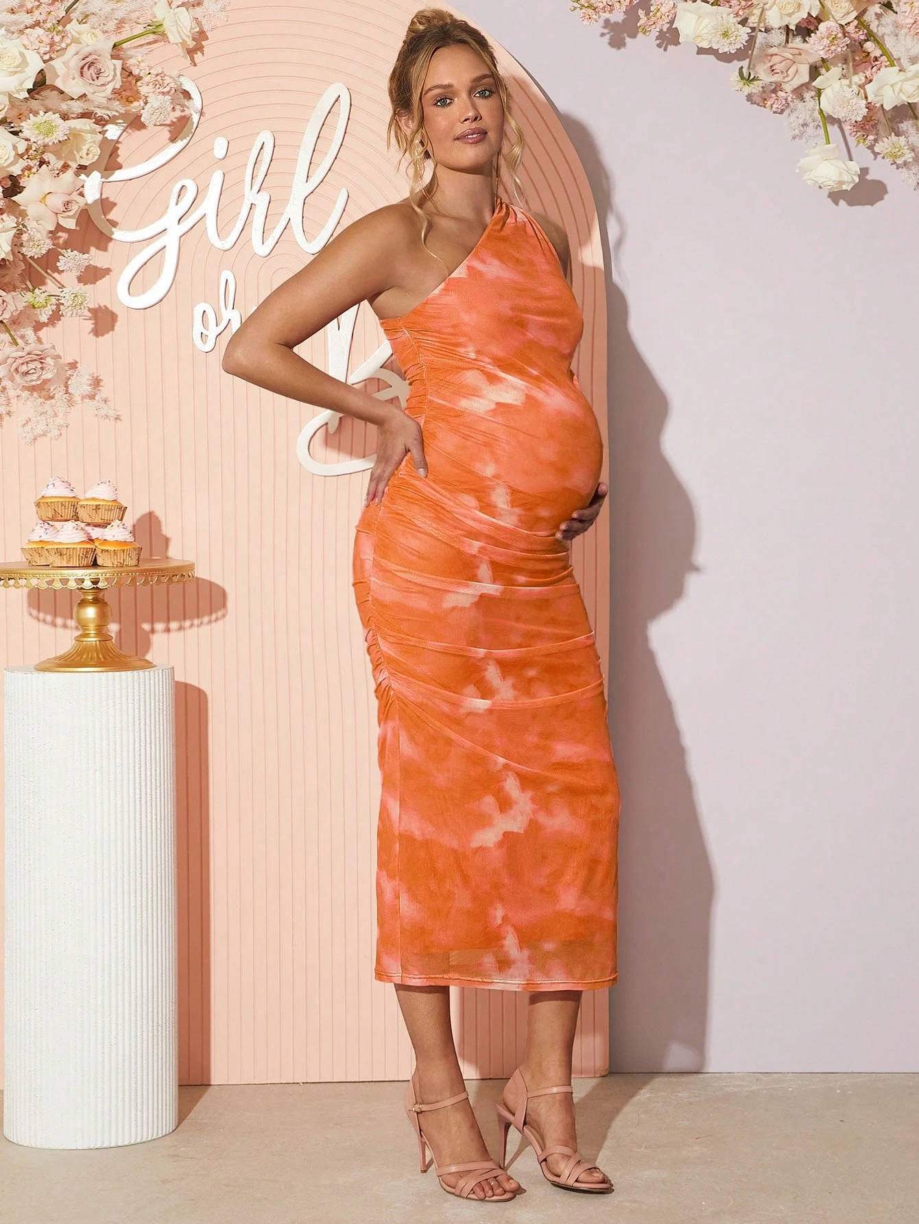 Rochie de maternitate fără mâneci Tie dye, rochie de vară casual elegantă și mulată