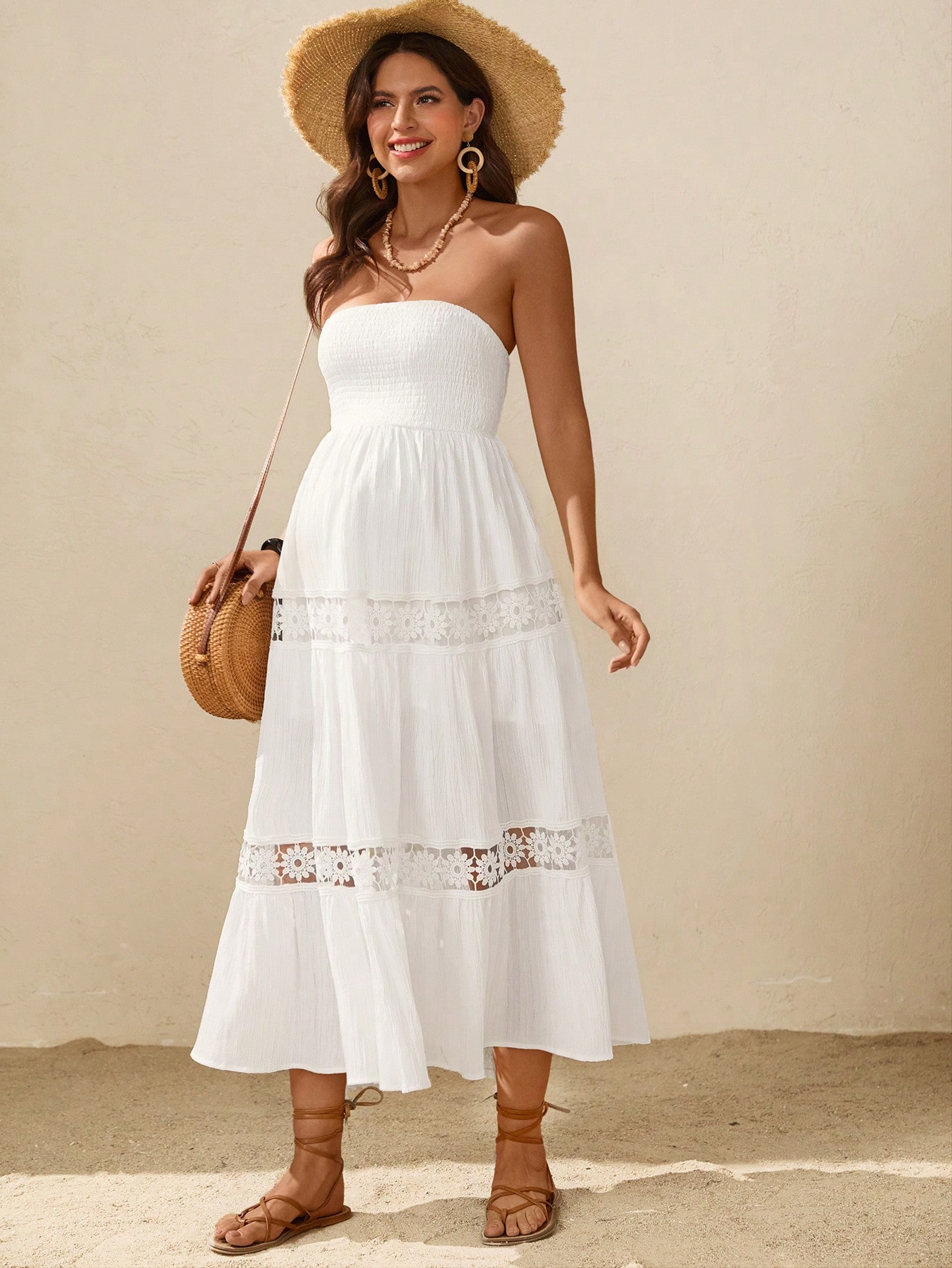 Femeile gravide curea stațiune design contrast dantelă halter rochie, haine de maternitate