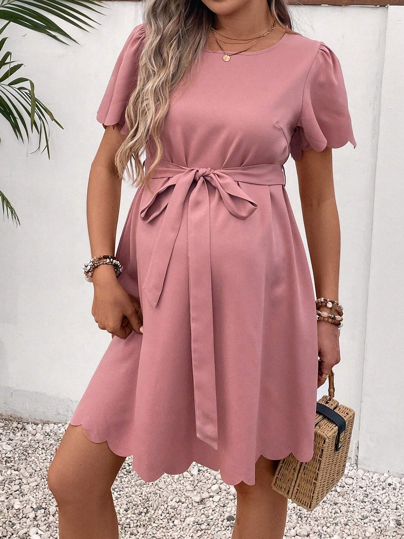 Rochie pentru gravide rochie cu centură cu ornamente din solzișori