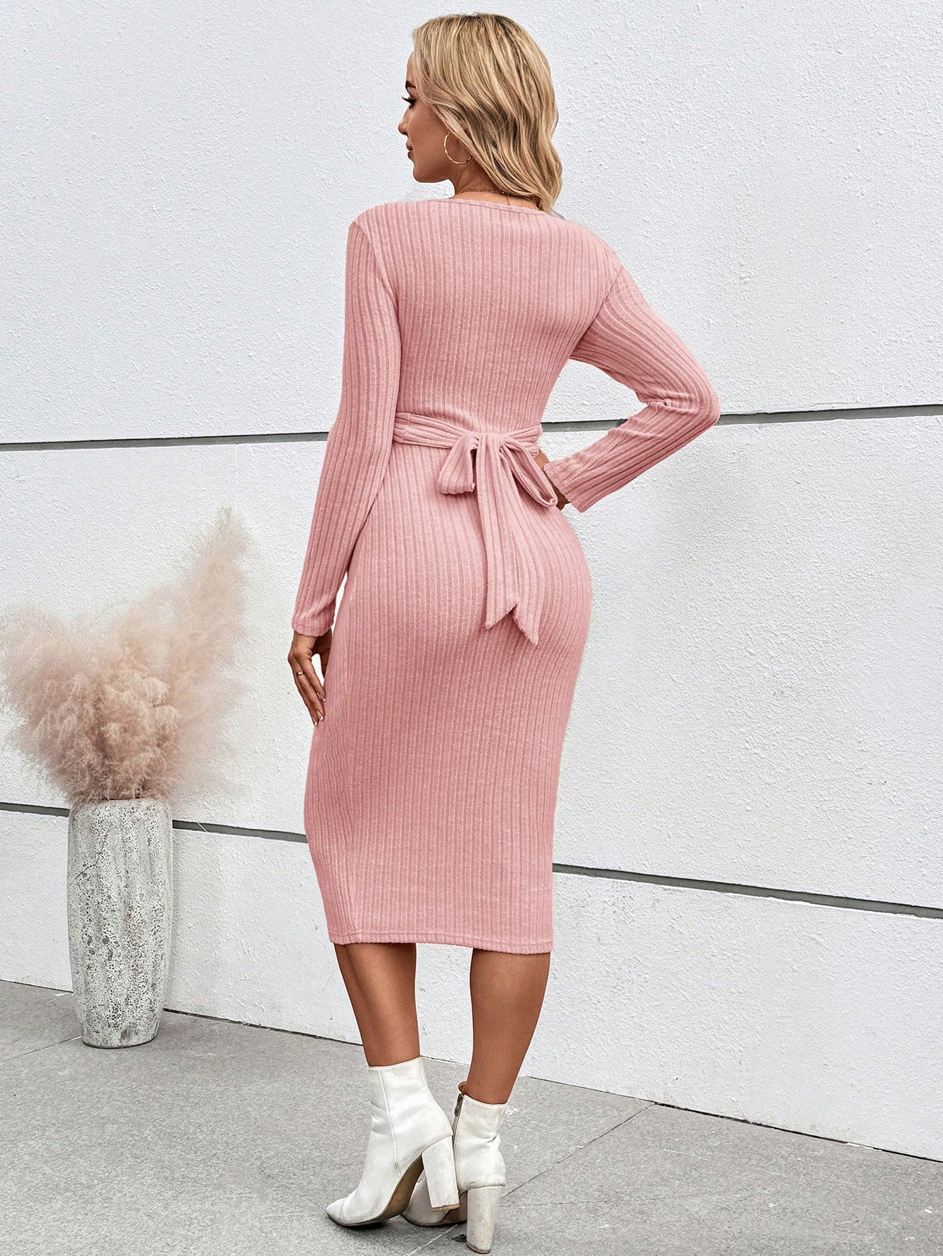 Rochie de maternitate toamnă casual culoare solidă coaste tricot bodycon, rochie tricot bodycon