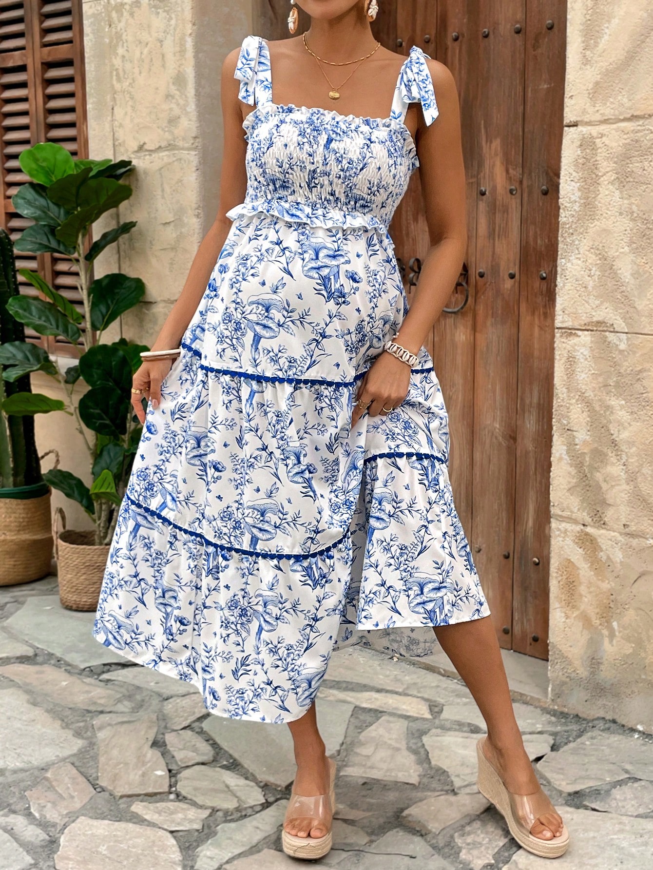 Rochie de maternitate cu bretele florale, rochie de sarcină cu bretele