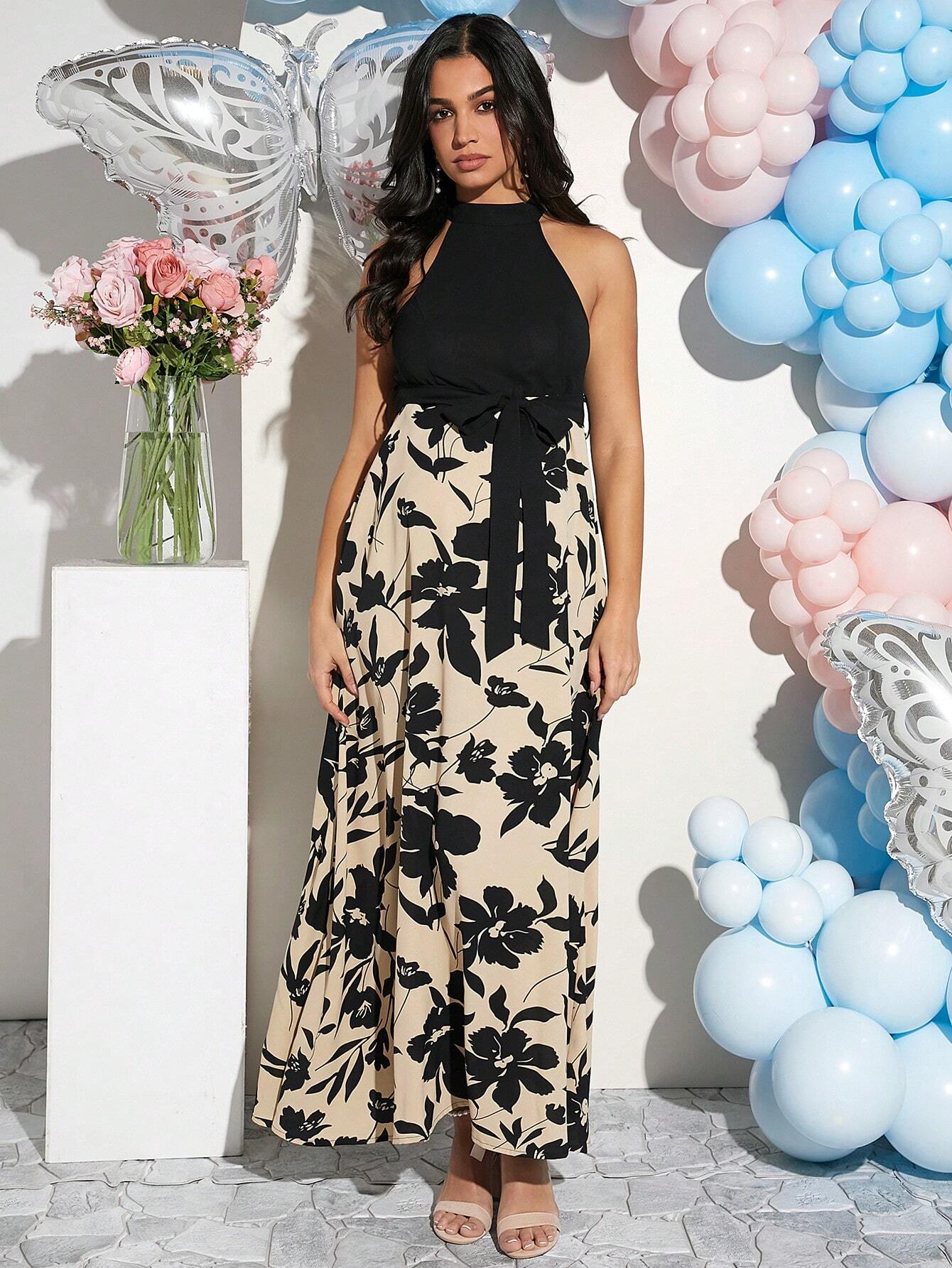 Elegant, lang mammakjole til babyshowerfesten
