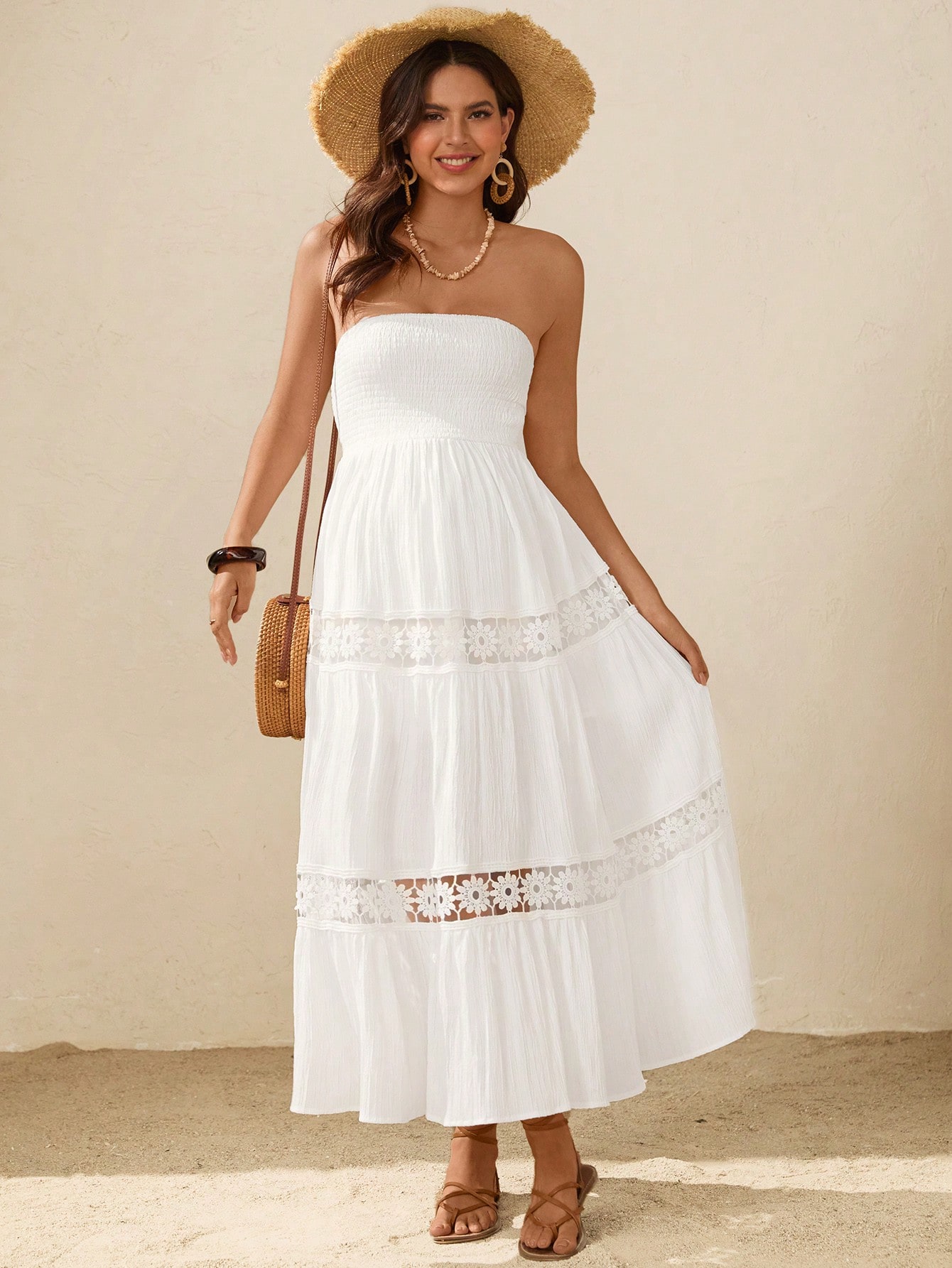 Femeile gravide curea stațiune design contrast dantelă halter rochie, haine de maternitate