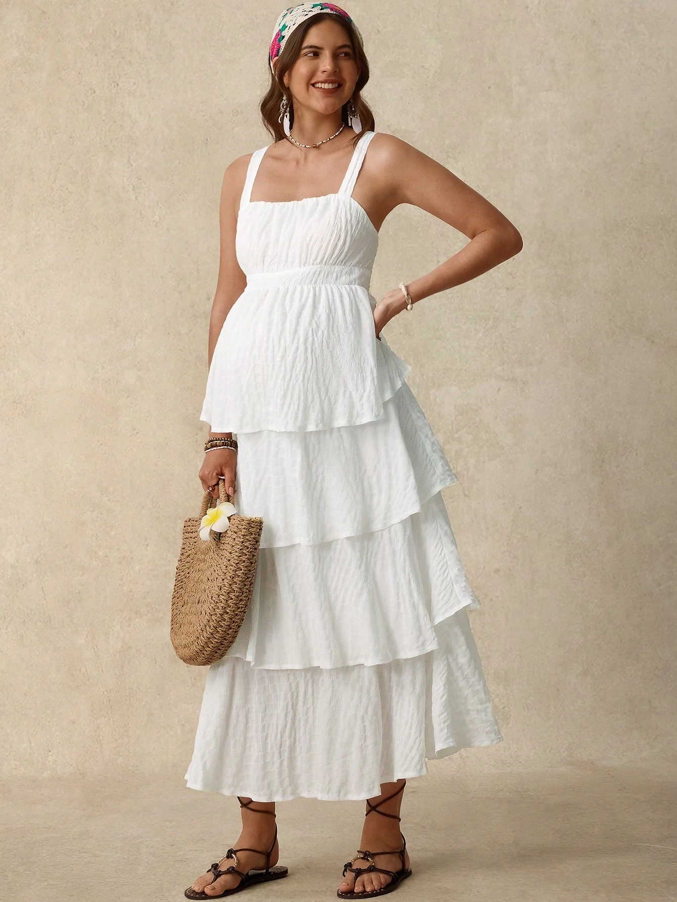 Boho mama gravidă femei de vacanță de vară culoare solidă volanat tiv spaghete curea rochie rochie de nunta invitat rochie de vacanță ținute de zi de naștere rochii pentru maternitate rochie de maternitate alb