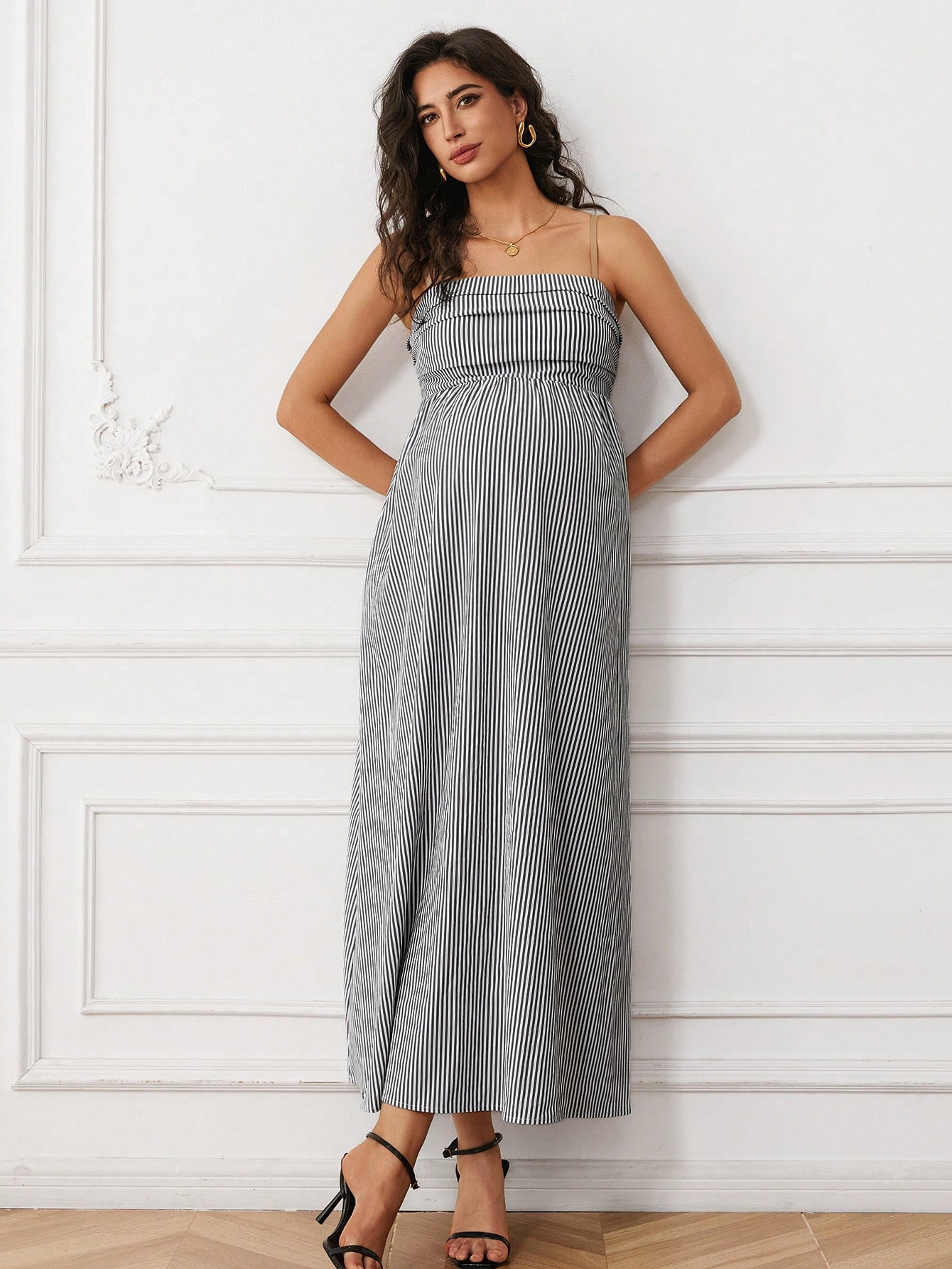 Rochie de maternitate fără mâneci cu dungi, la modă pentru vară rochie de maternitate rochie tub top rochii de lucru pentru femei