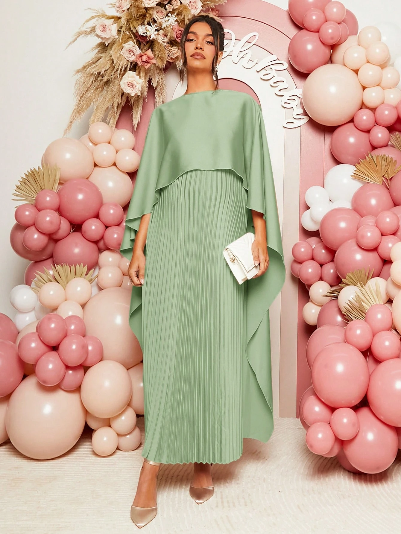 Femei gravide culoare solidă elegant plisat guler șal rochie rochie de maternitate