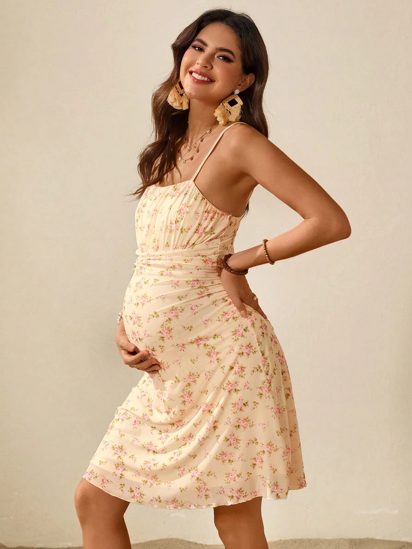 Boho mama kismama kismama ditsy virágos pliszírozott pántos ruha nyaralás nyári ruhák nőknek