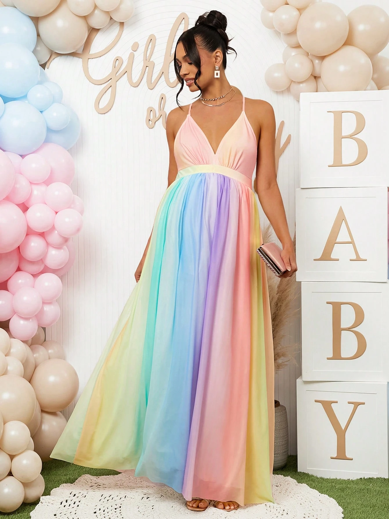Gravid kvinne stropp uformell kjole, enkel og fasjonabel for hverdagsbruk, til babyshowerfest, kjønnsavsløringskjole, barselkjole