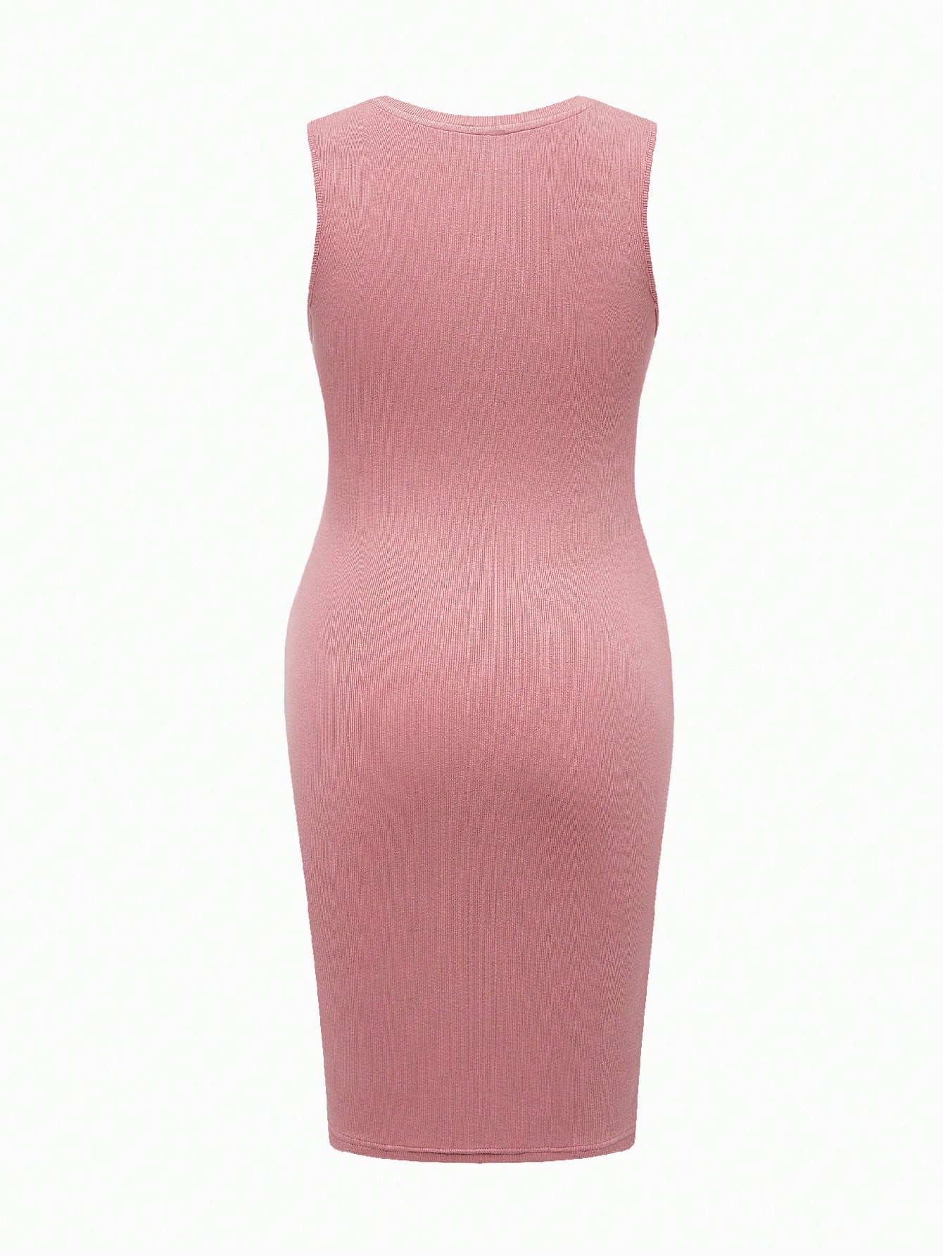 Kismama nyári városi alkalmi csavart elülső ujjatlan bodycon ruha nagy kerek nyakkal