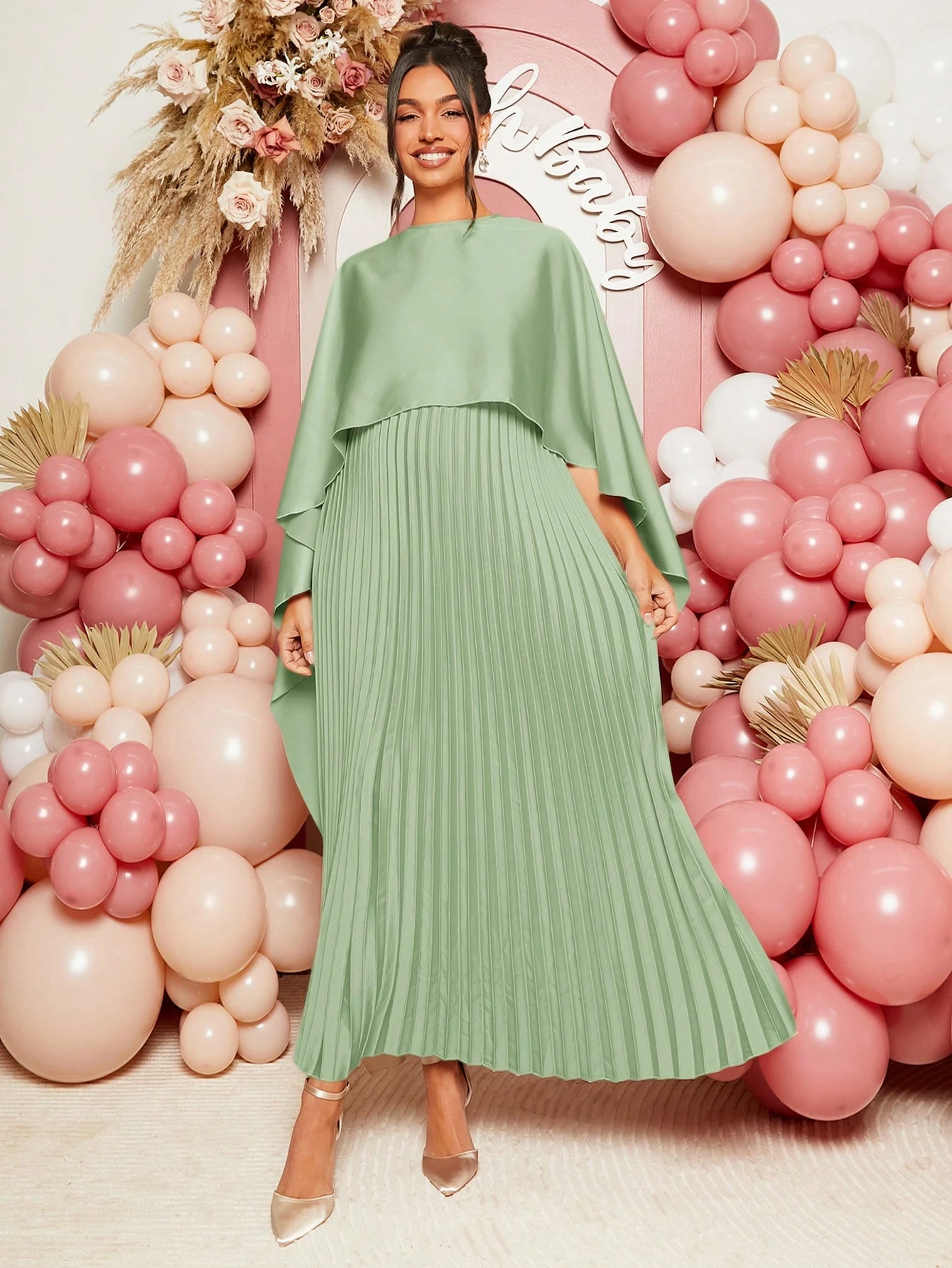 Femei gravide culoare solidă elegant plisat guler șal rochie rochie de maternitate