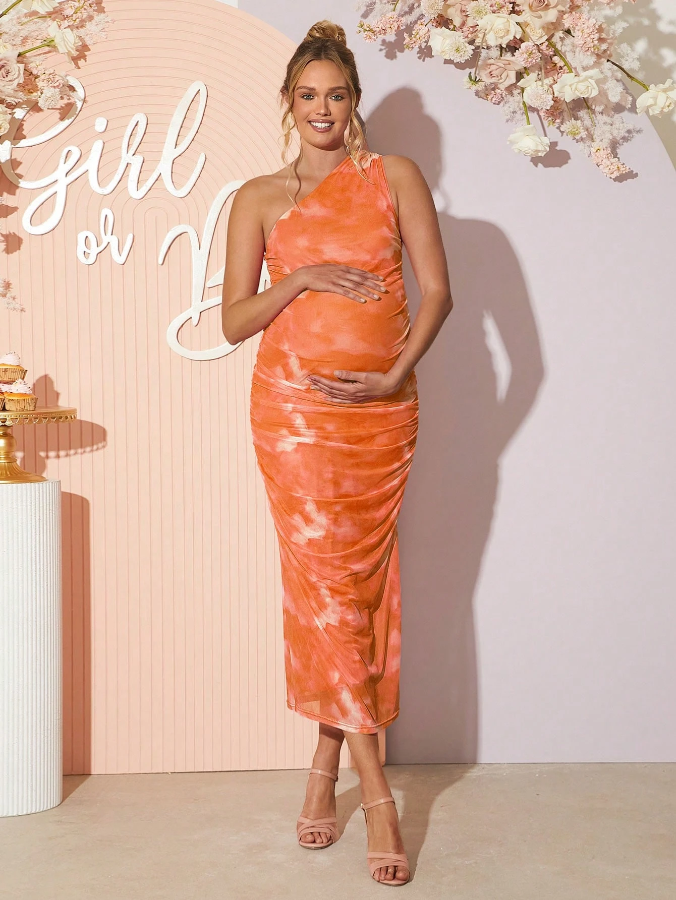 Rochie de maternitate fără mâneci Tie dye, rochie de vară casual elegantă și mulată