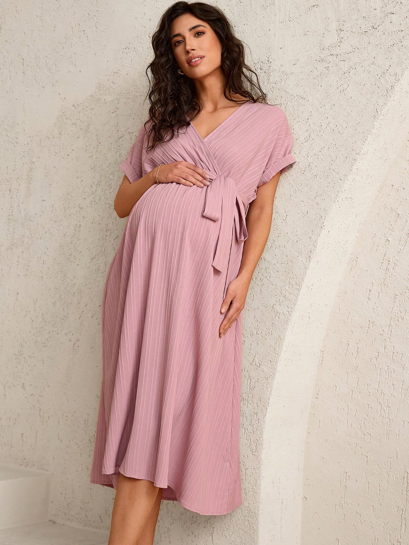 Rochie de maternitate casual de culoare solidă cu mâneci batwing, rochii elegante de vară pentru femei îmbrăcăminte pentru femei rochii de vară rochii de maternitate pentru femei