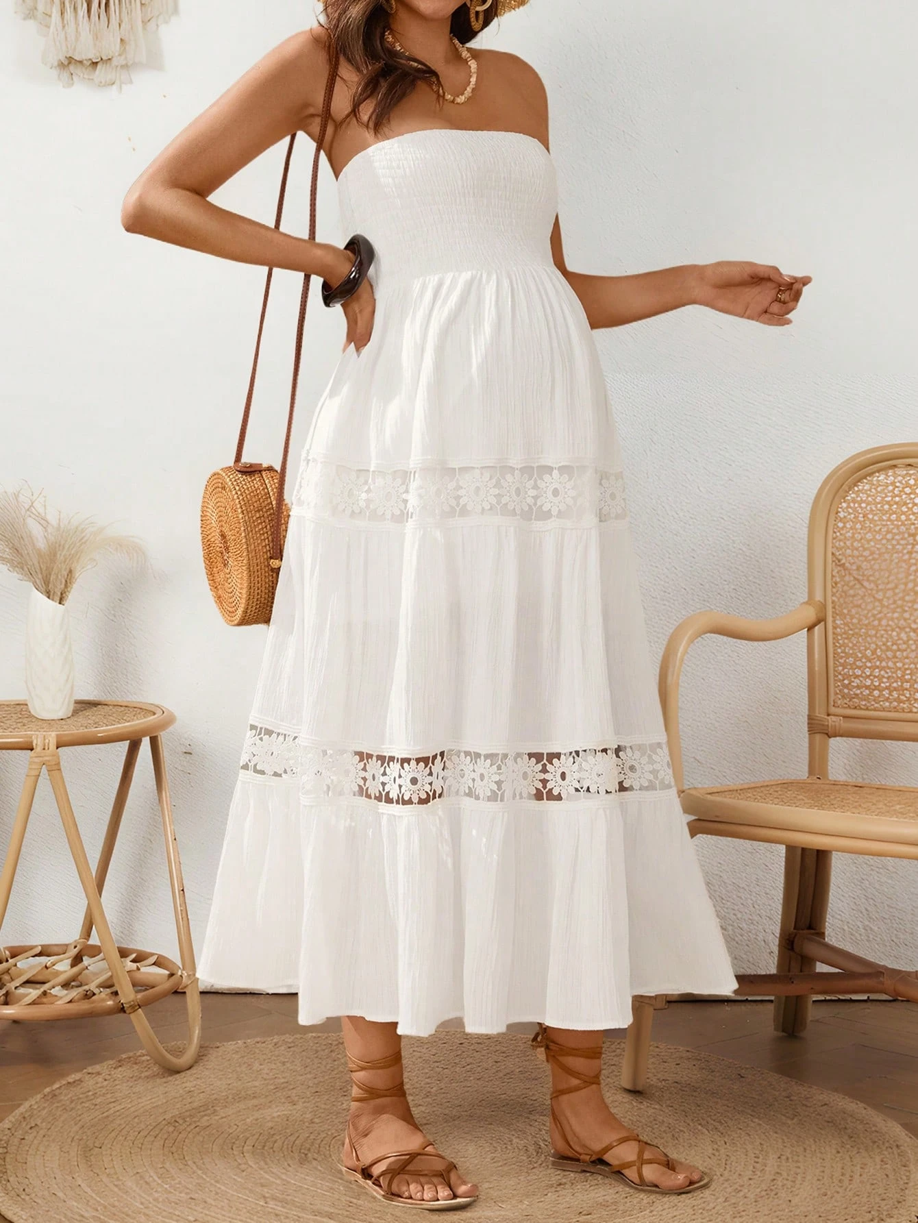 Femeile gravide curea stațiune design contrast dantelă halter rochie, haine de maternitate
