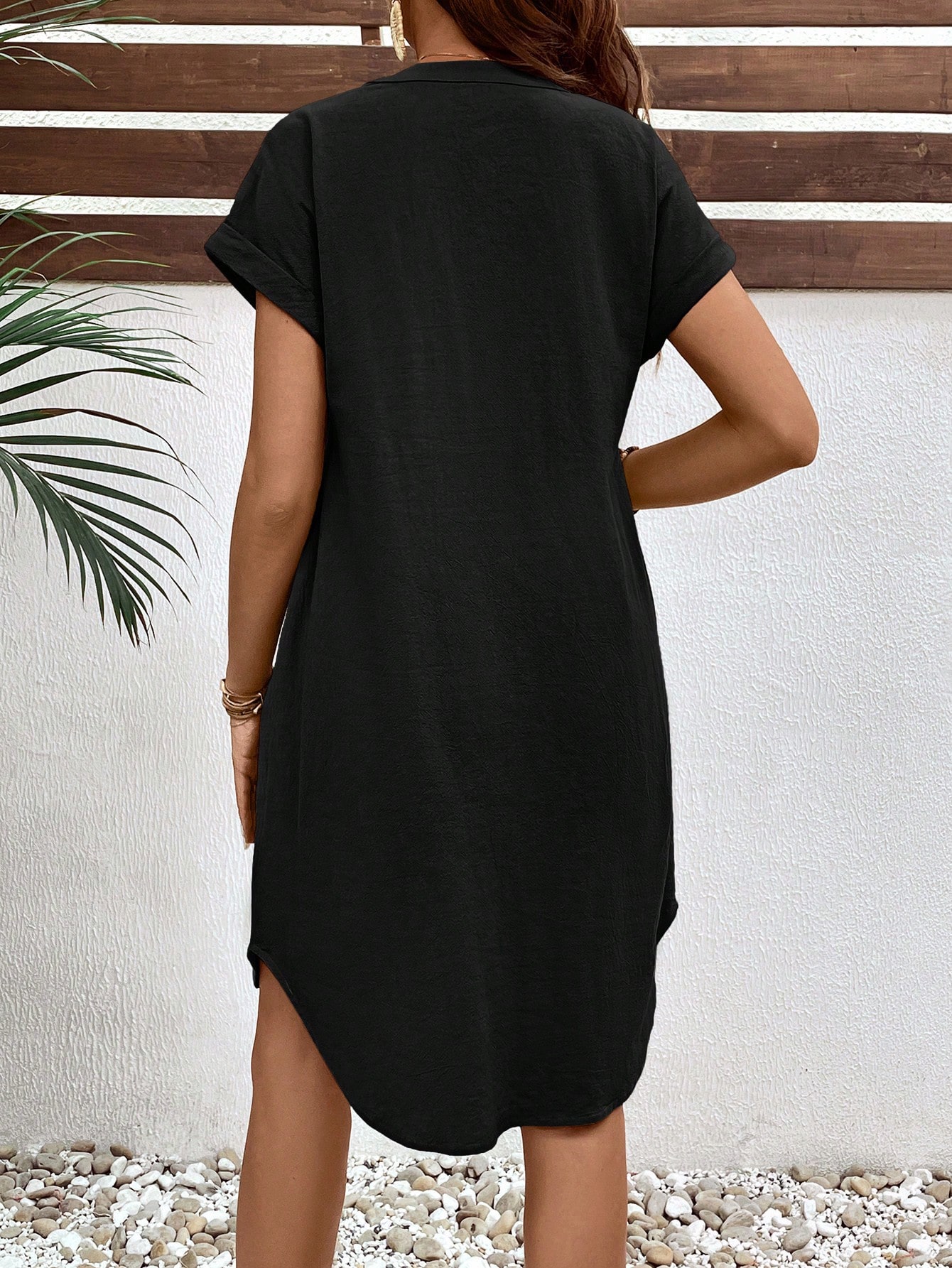 Rochie pentru gravide culoare solidă rochie casual minimalistă cu mânecă scurtă