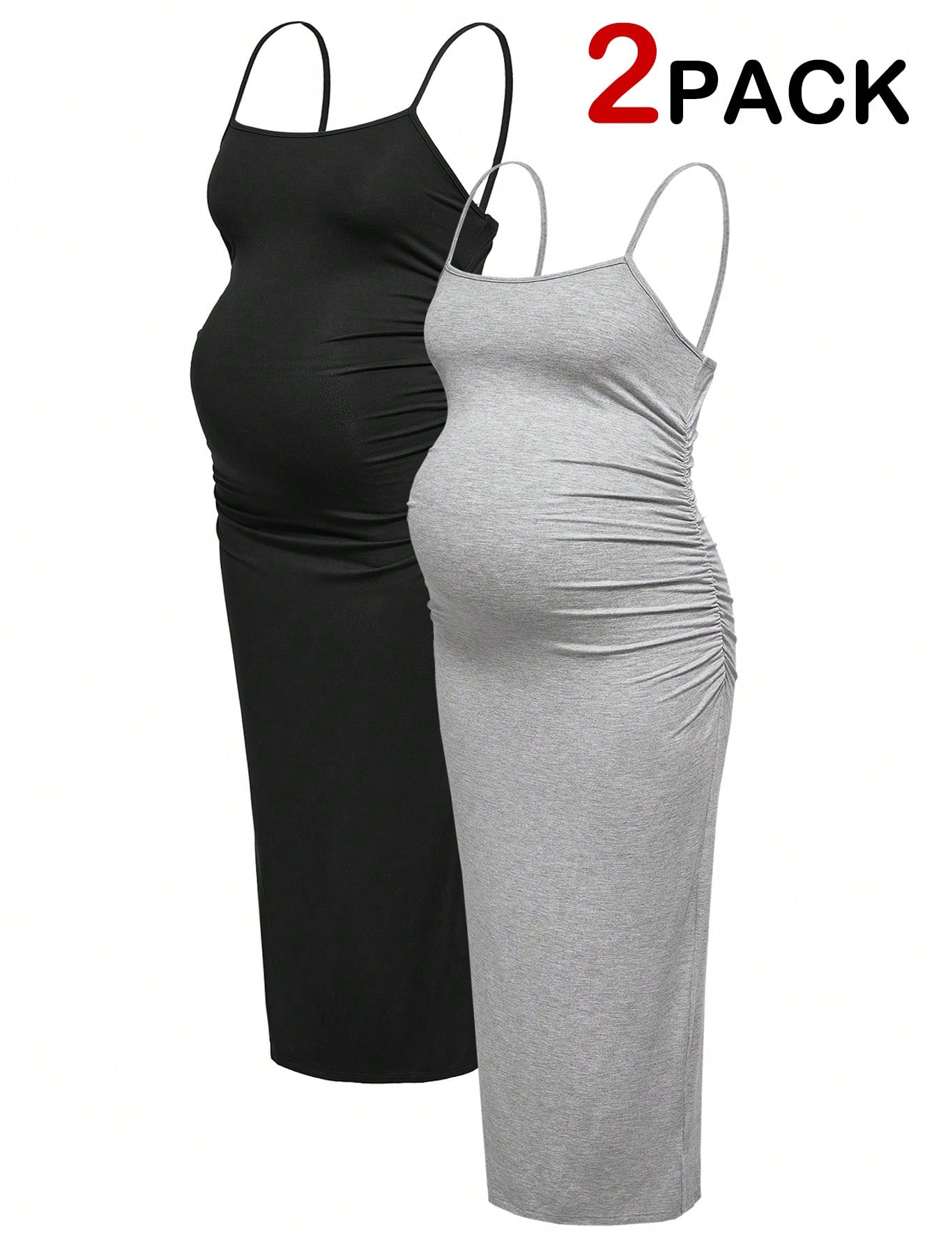 1 buc rochie de maternitate de culoare solidă cu curea spaghete, design subțire de fantă la tiv, haine de vară multicolore pentru femei rochie bandage rochie de maternitate costum două piese rochie de maternitate rochii de vară pentru femei