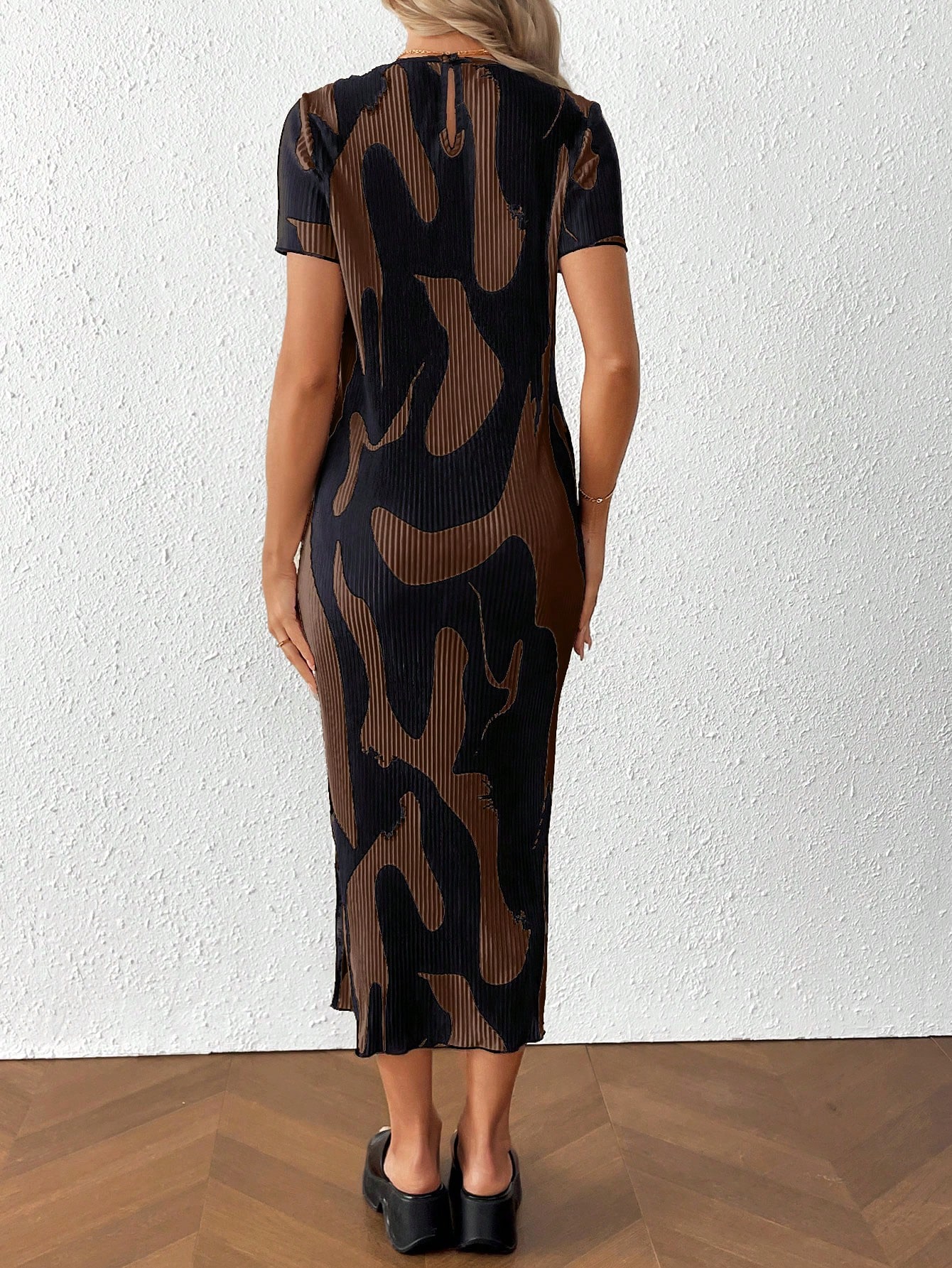 Rochie de maternitate vară casual colorblock print fantă laterală rochie midi