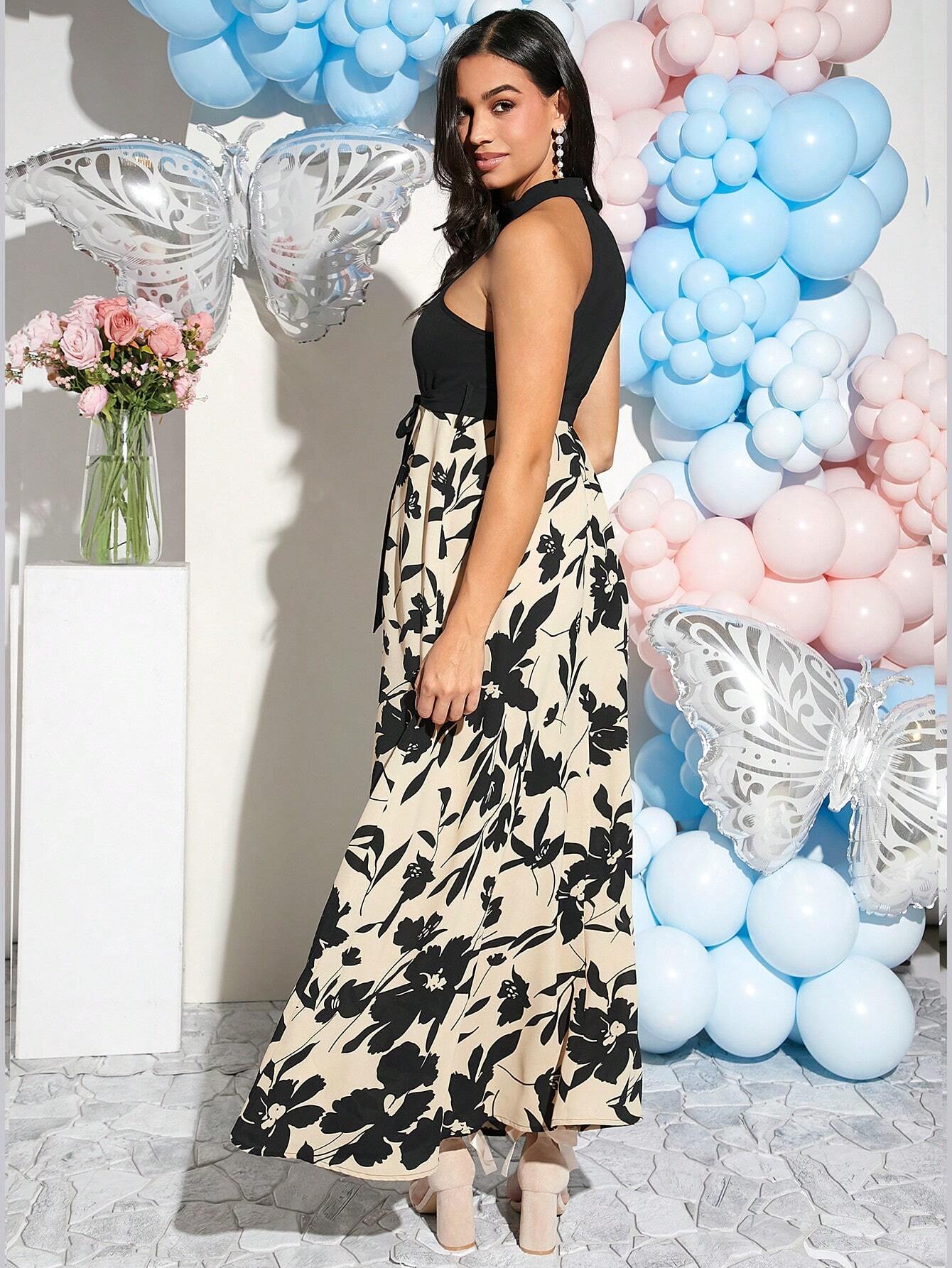 Elegant, lang mammakjole til babyshowerfesten