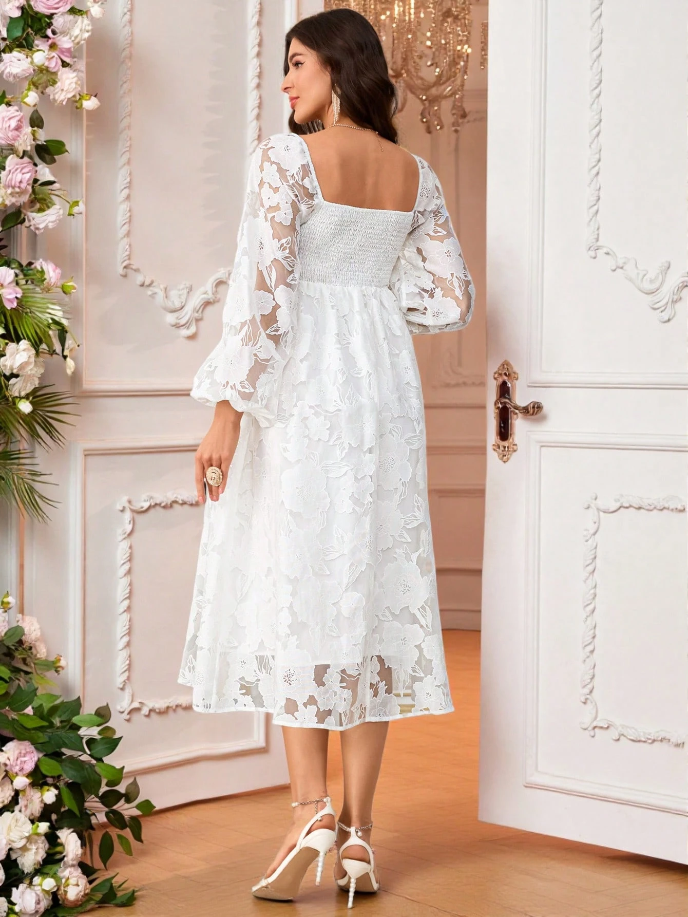 Femei gravide jacquard floral plasă v-neck maneca lanternă rochie elegantă de maternitate baby shower maternitate rochii maxi rochii classy outfits fairycore
