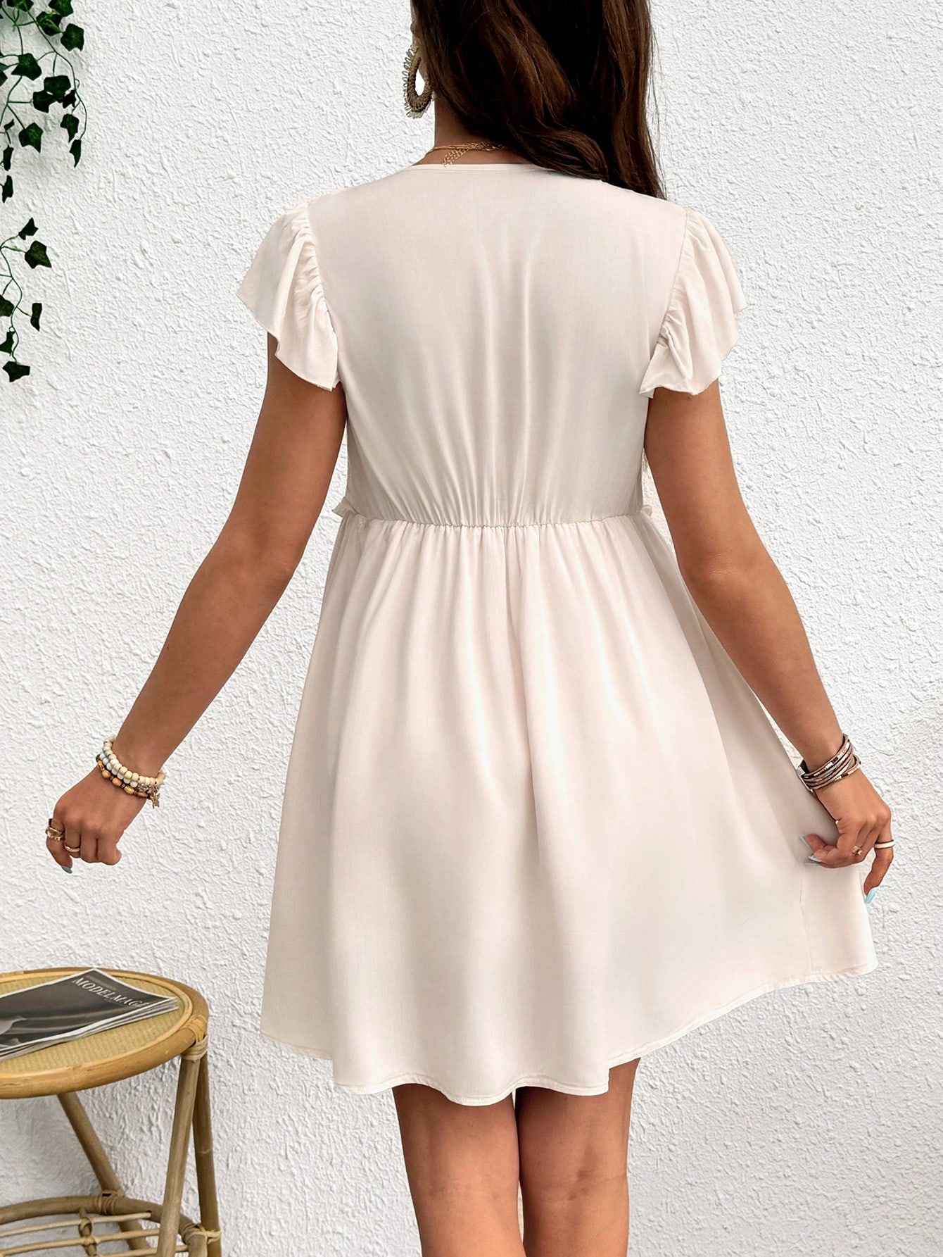 Rochie de maternitate dantelă solidă patchwork tie-waist chiffon maneca capac rochie pentru vara