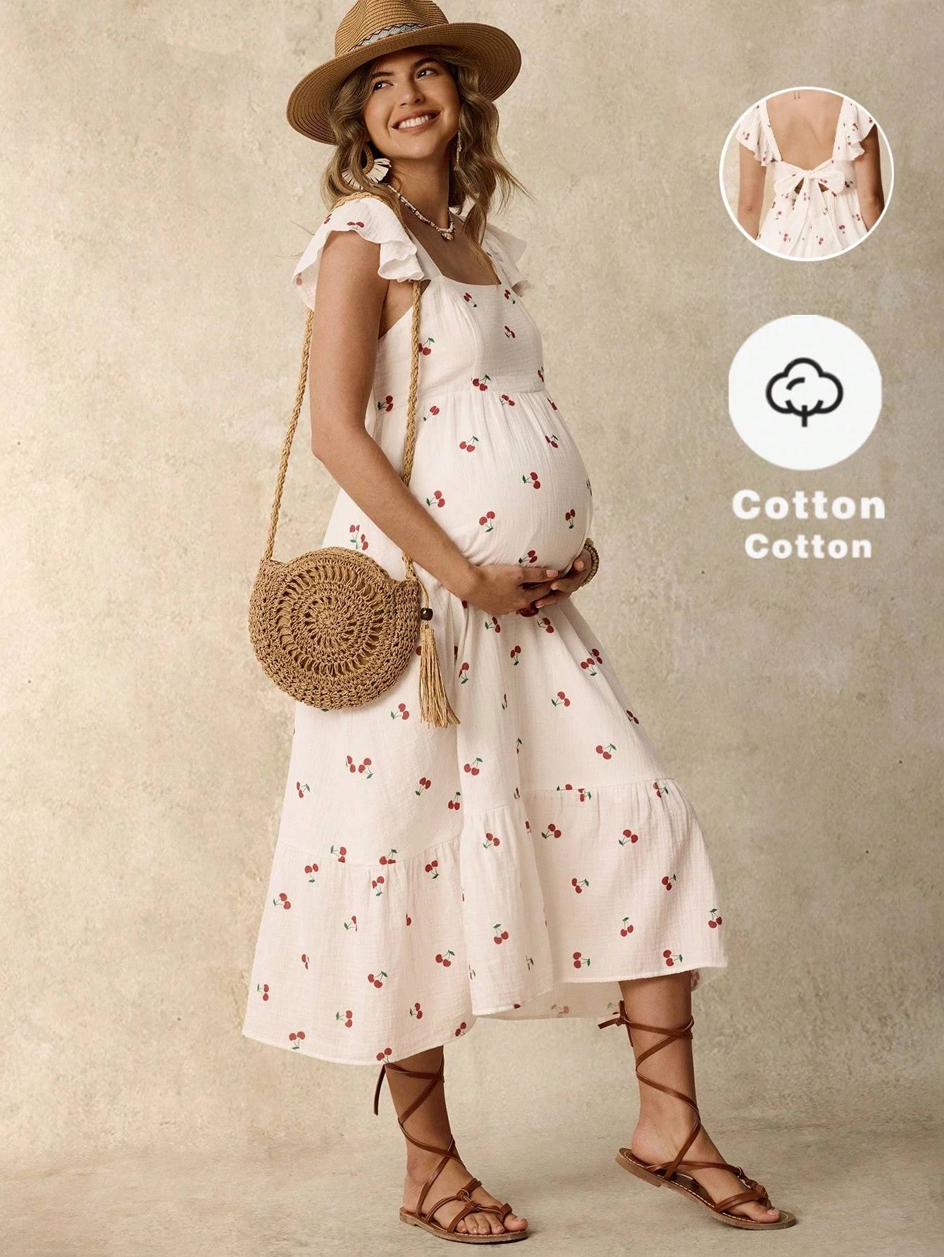 Boho mama cherry/cherry top boho rochie de soare pentru maternitate haine de vară rochie de vară pentru maternitate florale