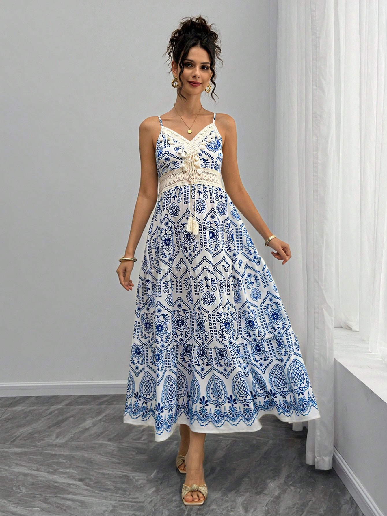 Rochie pentru gravide fără mâneci din dantelă florală cu mai multe straturi de tort rochie cu imprimeu digital