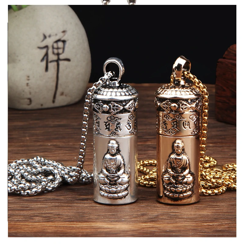 Feuerzeug Buddha Halskette Schmuck Mantra