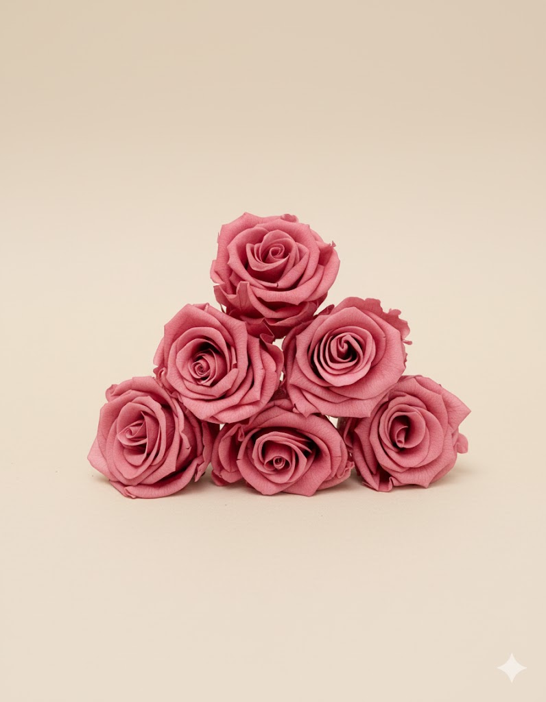 6 večných ruží v staroružovej farbe