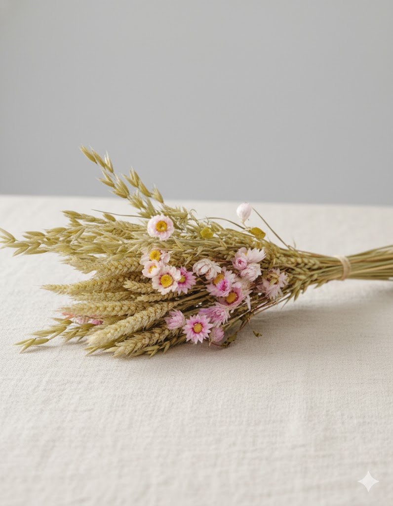 Mini kytica zo sušených ružových kvetov