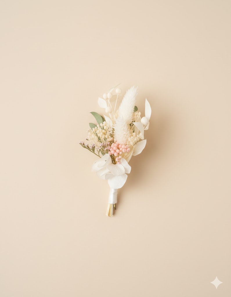 Sušená kvetinová ozdoba do klopy Clémence