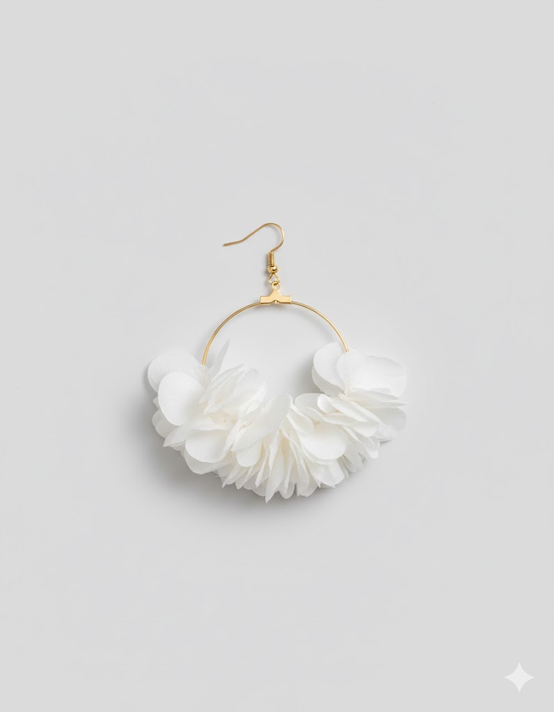 Náušnice z bielych stabilizovaných kvetov lana