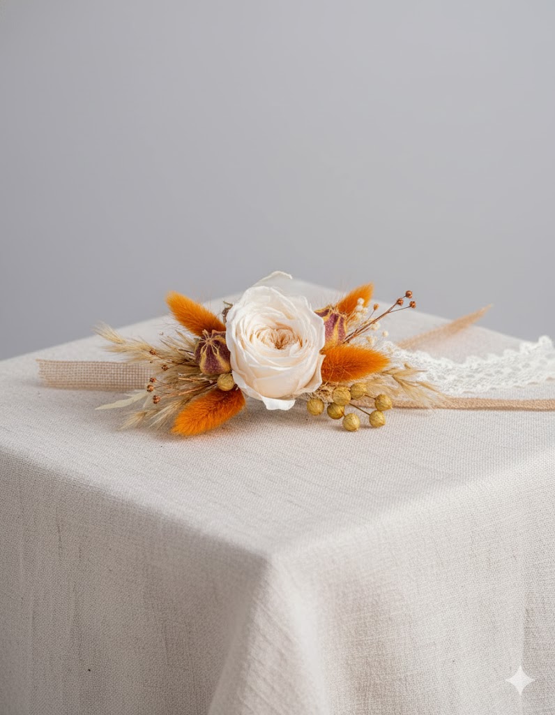 Náramok zo sušených kvetov v bohémskej štýle