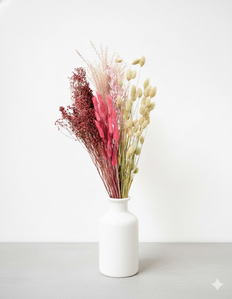 Kytica zo sušených kvetov v staroružovej farbe