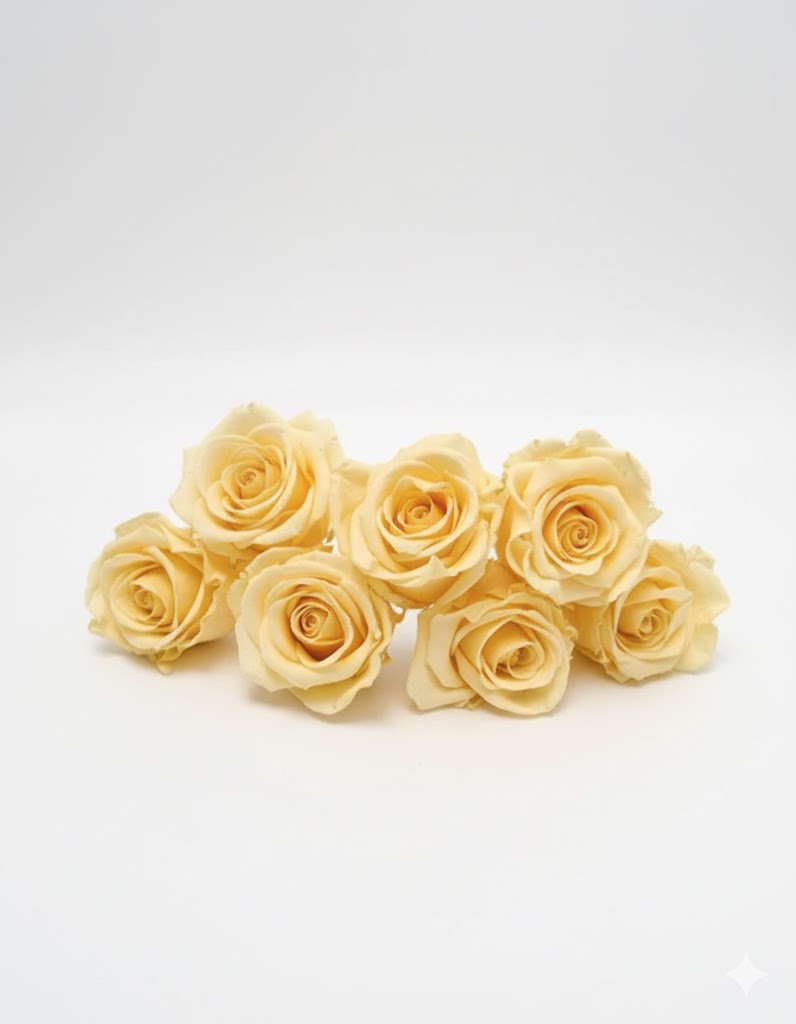 6 svetložltých konzervovaných ruží