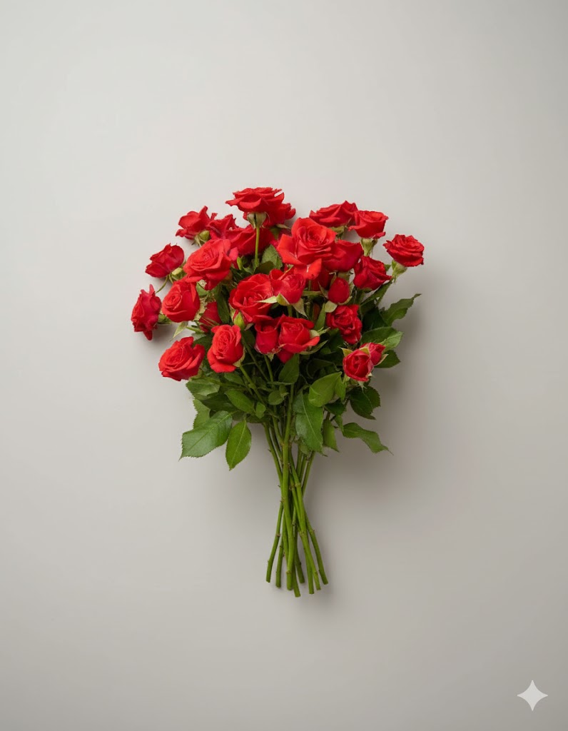 Červená sprejová ruža (10 stoniek)