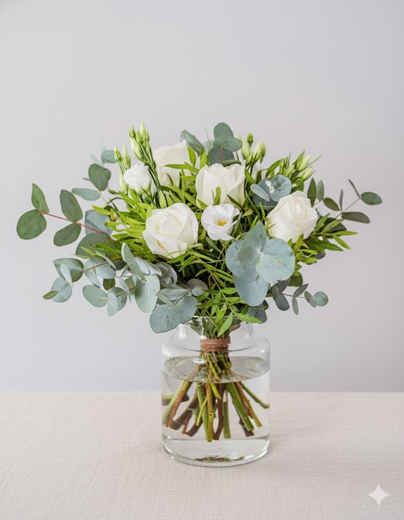 Sarah biela stredová dekorácia