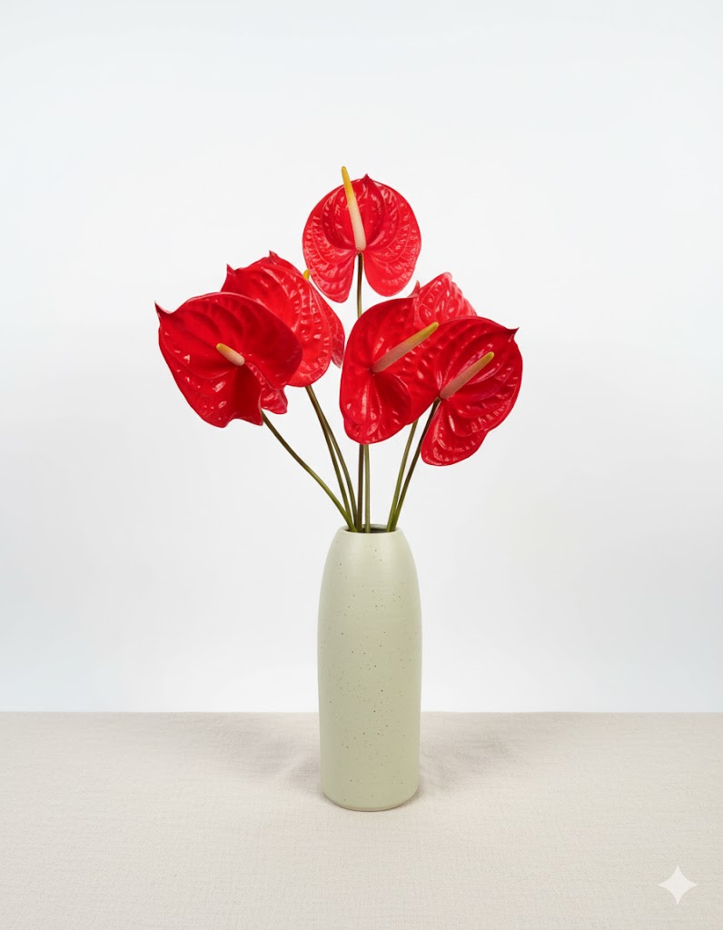 Červená antúria (6 stoniek)