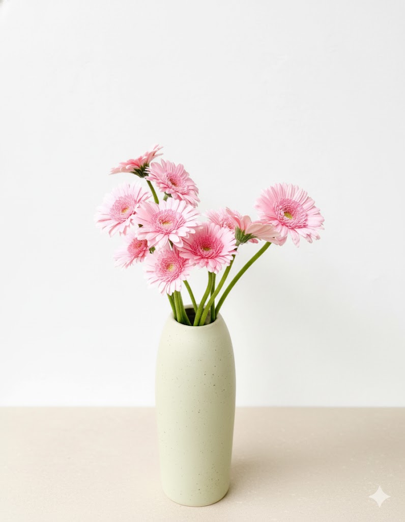 Bledoružové gerbery (10 stoniek)