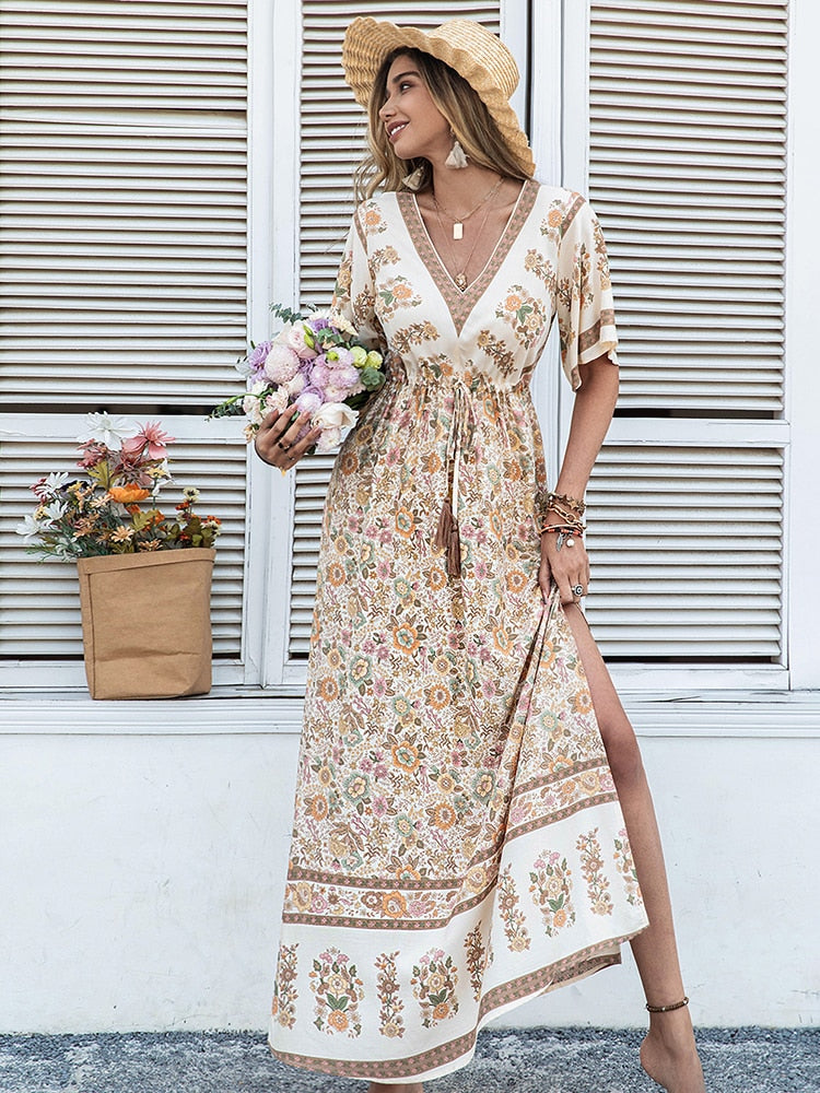 Sukienka maxi w kwiaty boho