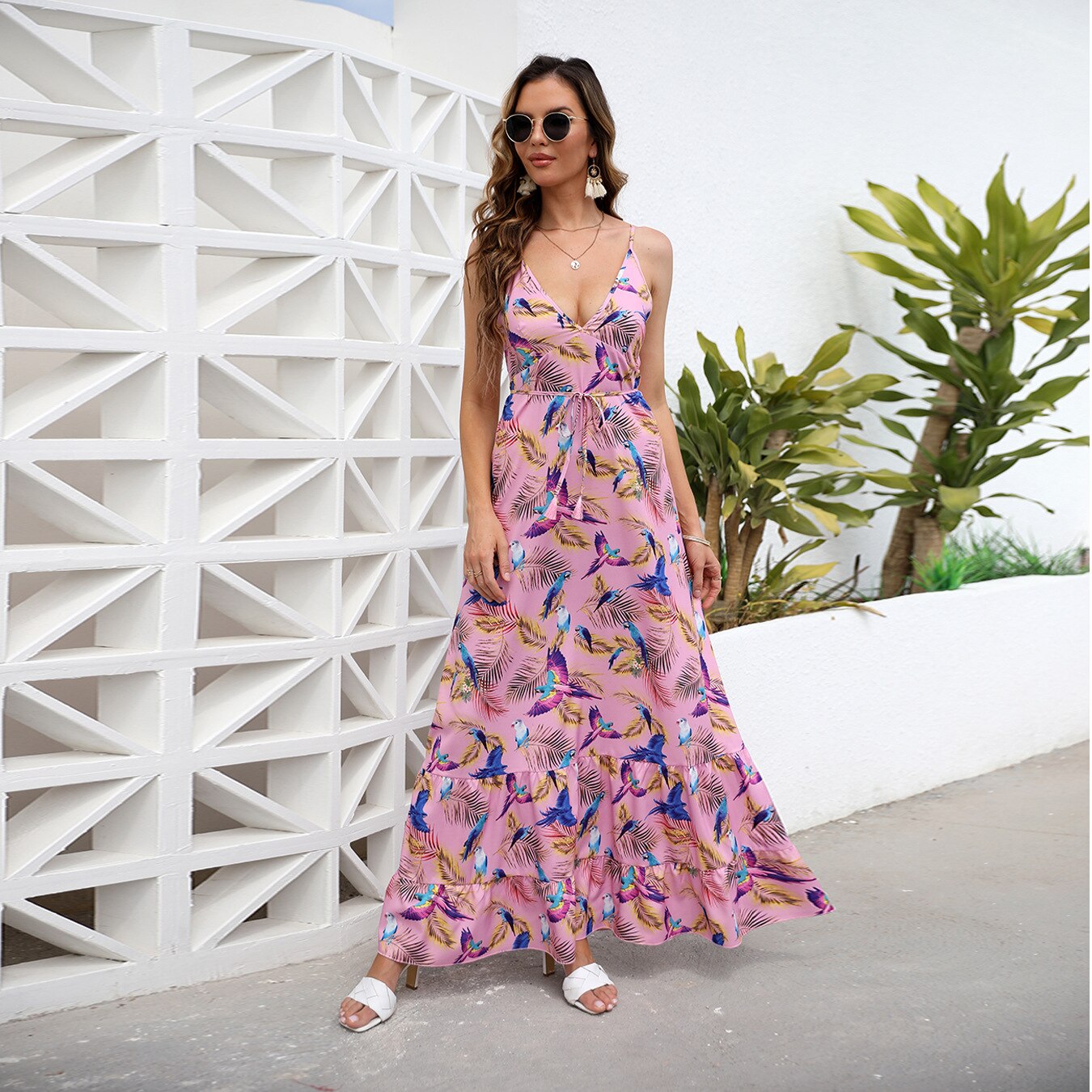 Bohemian Bare Back Floral Maxi Dress