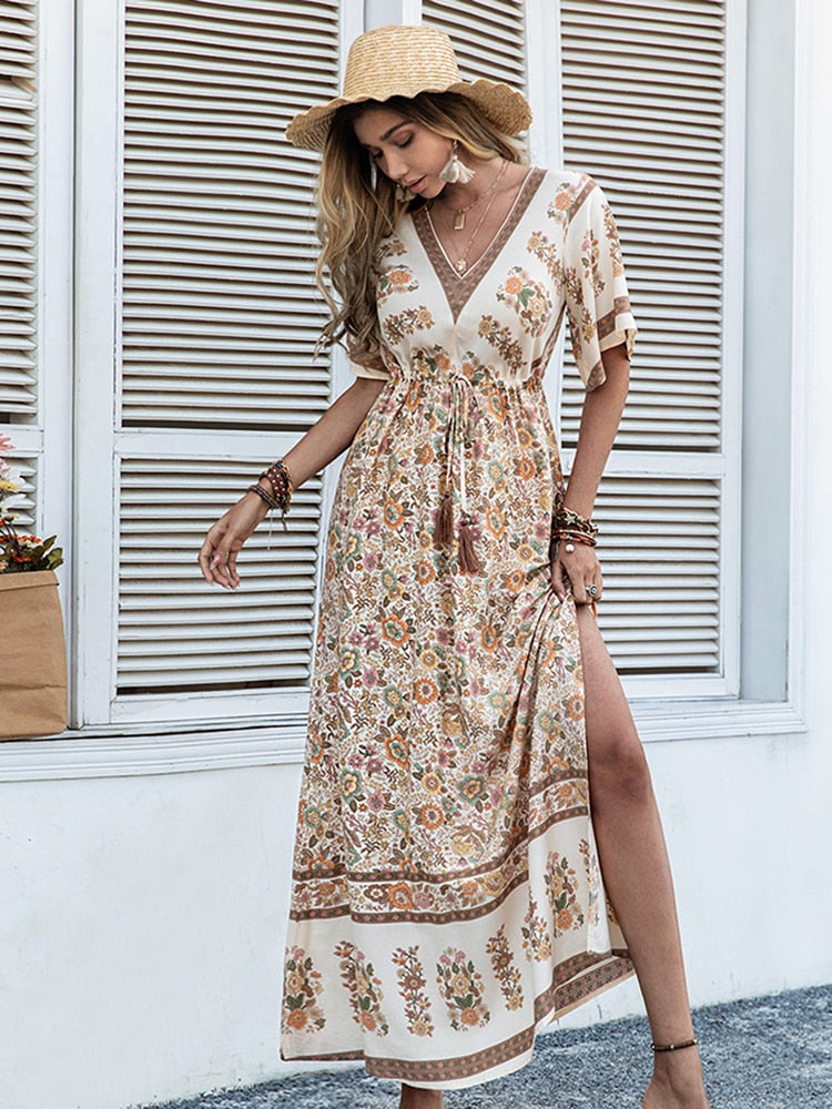 Sukienka maxi w kwiaty boho