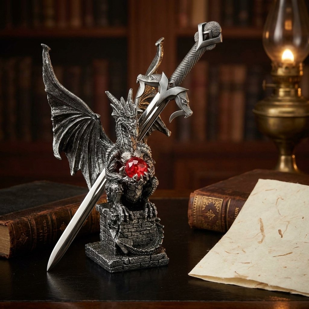 Zmaj ukrasna figura otvarač za pisma fantasy mit kolekcija mitskih stvorenja ručno izrađeno od dizajnerske smole Zmaj ukrasna figura otvarač za pisma fantasy mit kolekcija mitskih stvorenja ručno izrađeno od dizajnerske smole