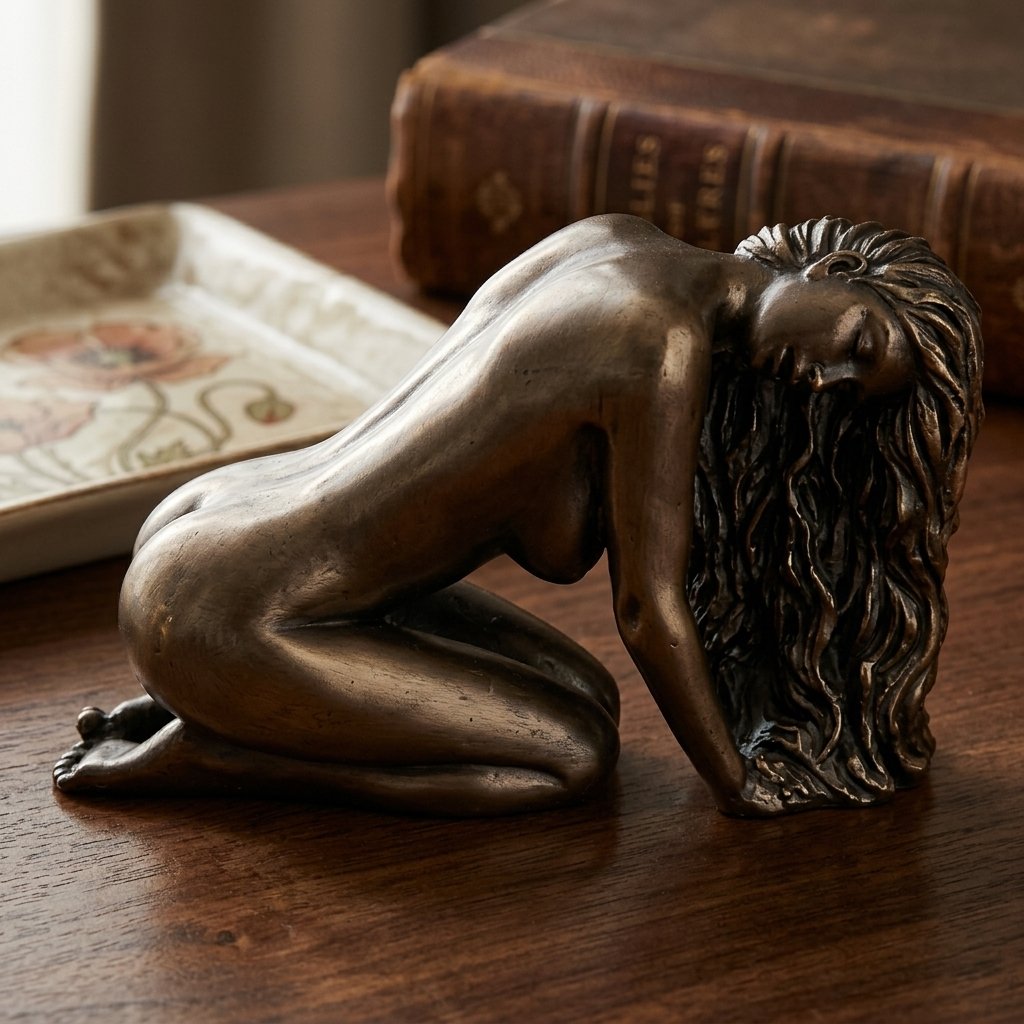 Art deko ‘sugestija’ figurica gole žene s bronzanim efektom, art nouveau skulptura Art deko ‘sugestija’ figurica gole žene s bronzanim efektom, art nouveau skulptura